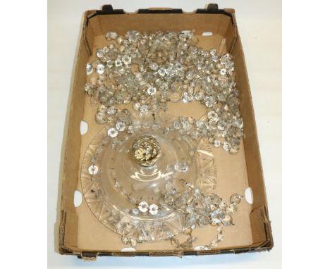 Glass ceiling light shade and collection of glass diamond and tear drops 