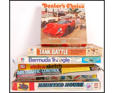 A good collection of 7x vintage boxed board games comprising: Denys Fisher Etch-A-Sketch ( Etch a Sketch ), Parker Dealers Ch