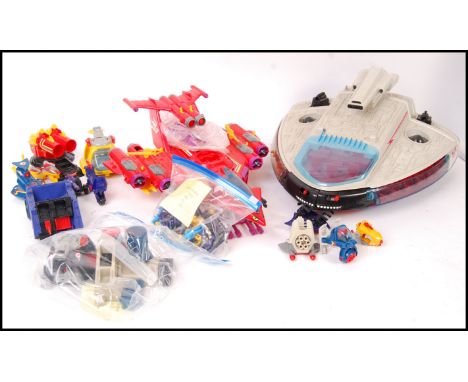 A collection of original vintage 1980's Bluebird made Manta Force playsets to include Red Venom, The Bat, Blue Lightning, Spa