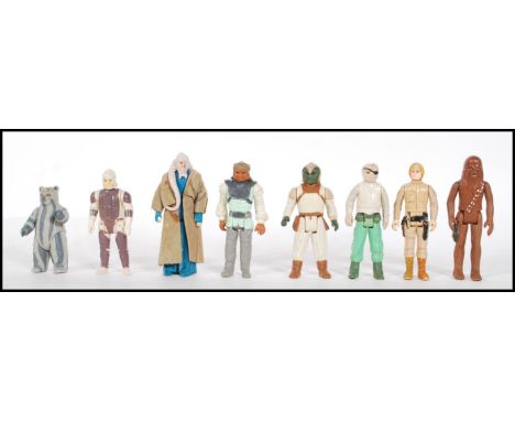 A small collection of eight vintage&nbsp;Kenner / Palitoy made Star Wars action figures to include Bib Fortuna, Dengar, Chewb