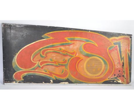 Two 20th century retro vintage circus / fairground ride panels believed to be off a Waltzer having hand painted vibrant decor