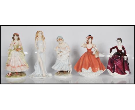 A collection of ceramic figurines to include Coalport Dance Of Dawn, Ladies Of Fashion Flora, Sophia, Royal Worcester figures