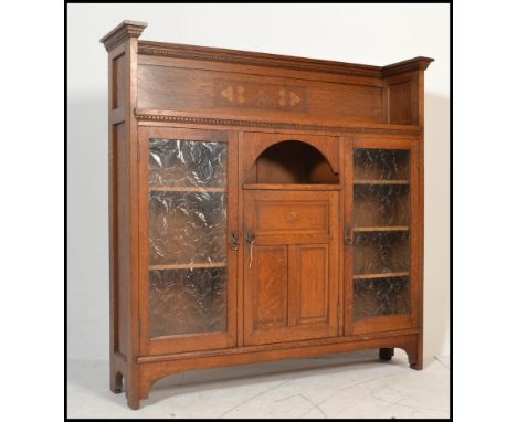 A Victorian 19th century Arts &amp; Crafts solid oak sideboard display cabinet in the manner of Shapland &amp; Petter, Barnst