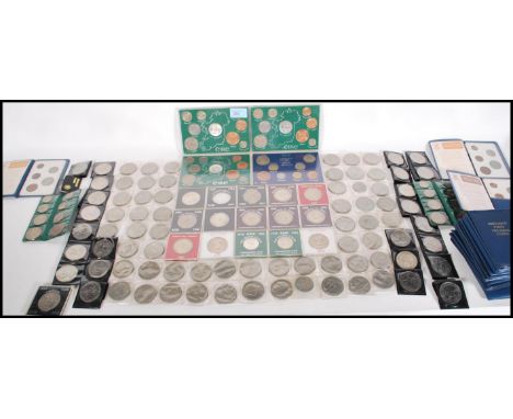 A large collection of commemorative collectors coins to include Churchill Crowns, 1953 Coronation Crowns, Prince of Wales and