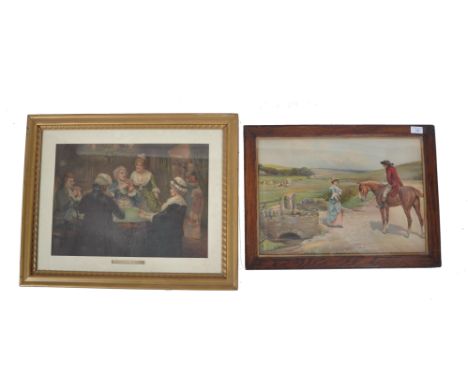 A 19th century Pears advertising print being framed and glazed together with another Pears advertising print with scene of ho