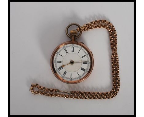 A 9ct gold hunter pocket watch having enamel face with roman numerals to the chapter, crown winder at the top and marked insi