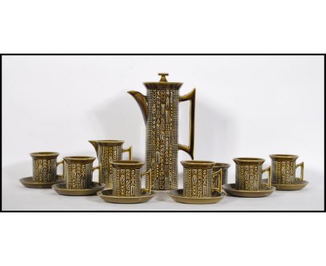 Susan Williams Ellis - Portmeirion - A vintage retro 20th Century coffee service in the Cypher pattern, having a green glaze 