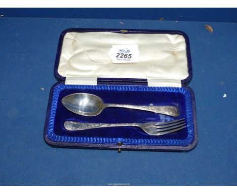 A cased Silver fork and spoon Christening set, Sheffield 1916, 60g.