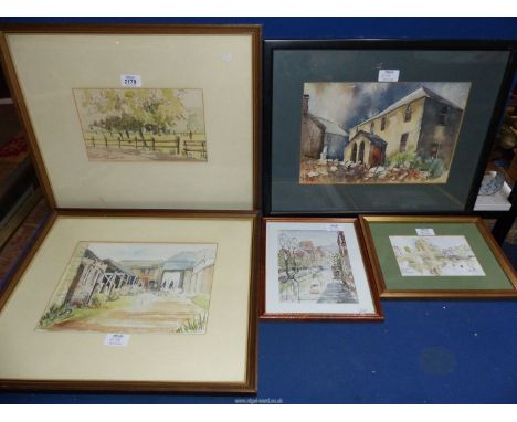 A quantity of watercolours by D. Webster to include Monmouth Bridge, Monmouth playing fields, Llancayo Farm Usk and Garndifft