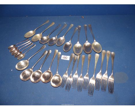A quantity of Garrard & Co. silver plated cutlery with rat tail decoration.