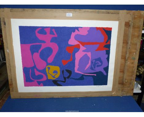 A Screenprint in colours and abstract organic shapes, signed lower right Patrick Heron, image size 29 1/2" x 21".