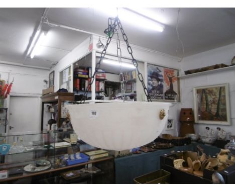 An early 20th century milk glass light fitting