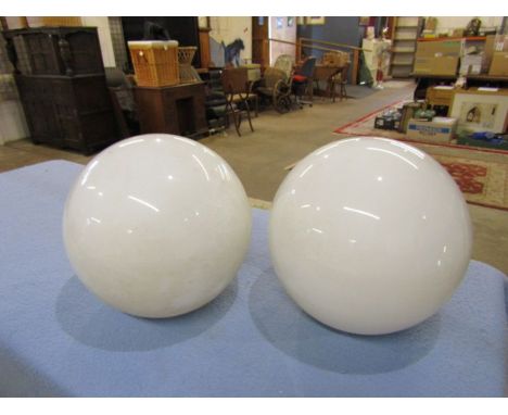 Pair of white glass light shades Diameter 36cm approx&nbsp;