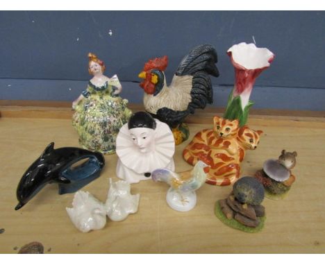 China to include Poole Dolphin and Staffordshire style figurine (Damaged as shown in pictures)&nbsp;
