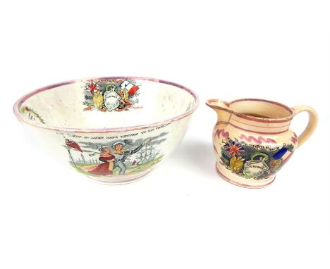 Two pieces of 19th century, Crimean War commemorative Sunderland ceramic wares: a Scott bowl (25cm diameter), together with a