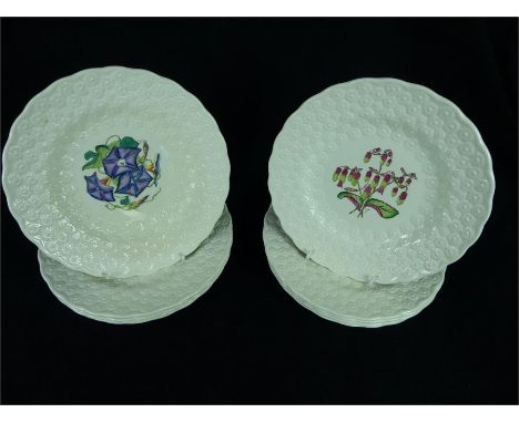 10 Spode Bermuda flower pattern plates each with an individual flower to centre; each plate diameter 23cm.