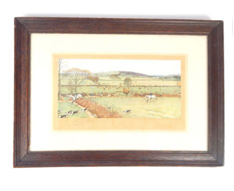 Cecil Aldin (1870 - 1935), a pencil signed print, No. 91, published by Richard Wyman & Co, 18 x 32cm, in a contemporary oak f