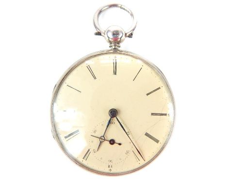 A Victorian silver pocket watch, John Kingerley, assayed in Chester in 1841, with Roman numerals to the dial and subsidiary s