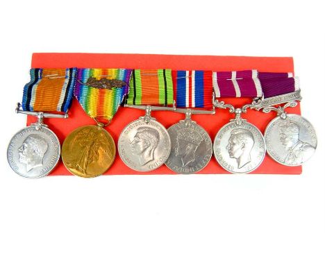 A meritorial service group of 1st and 2nd World War medals for Sapper/Warrant Officer A. R. Martin Royal Engineers; Oak leaf 