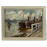 Mosblech, Wilhelm (1868-1934), Ölgemälde Hafen