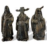 Asiatika 3 Bronze Figuren Fu, Lu, Shou