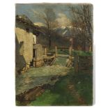 Strützel, Otto (1855-1930), Ölgemälde Landschaft mit Wassermühle