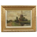 Mondriaan, Frits (1853-1932), Ölgemälde Windmühle Landschaft