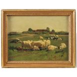 Strützel, Otto (1855-1930) Umkreis, Ölgemälde Landschaft mit Schafen