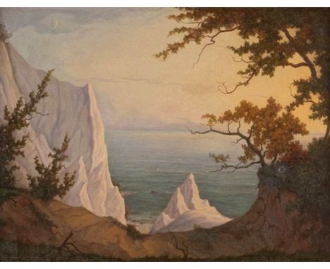   PAUL-HEINZ OLBRICH  1898 - ?    Blick auf die Kreidefelsen     Öl auf Leinwand auf Platte. 66 x 86 cm (R. 77 x 97 cm). Sign