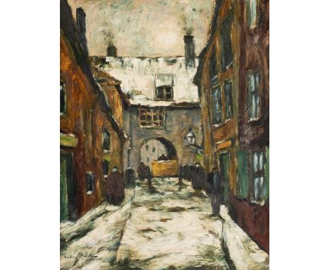   WILHELM SCHMETZ  1890 Düsseldorf - 1938 Aachen    Straße im Winter     Öl auf Leinwand. 50,5 x 41,5 cm (R. 75,5 x 65 cm). S