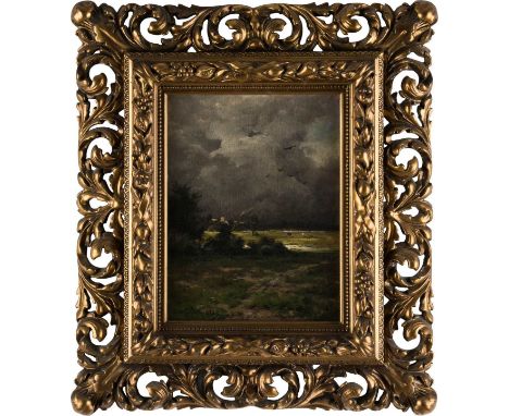   HEINRICH GOGARTEN  1850 Linz - 1911 München    Gemäldepaar. Sommerlandschaft (1), Winterlandschaft (2)     Jew. Öl auf Holz