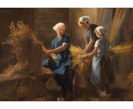   H. B. WEYD  1. H. 20. Jh.    Nach der Ernte     Öl auf Leinwand (wachsdoubl.). 38 x 53 cm (R. 51,5 x 63,5 cm). Signiert unt