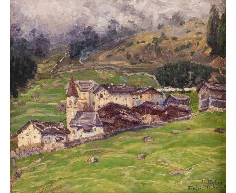   ADOLF FISCHER  1856 Linz - 1908 ebenda    Trafoi in Südtirol     Öl auf Leinwand. 25 x 29 cm (R. 39 x 42 cm). Signiert und 