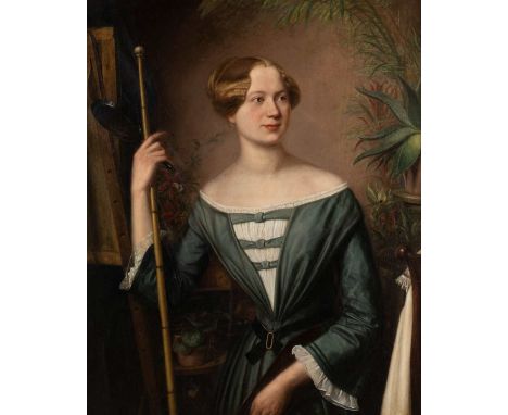   CAROLINE VON DER EMBDE (ATTR.)  1812 Kassel - 1867 Hamburg    Selbst(?)bildnis der Künstlerin in jungen Jahren     Öl auf L