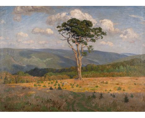   HANS RICHARD VON VOLKMANN  1860 Halle (Salle) - 1927 ebenda    Waldblöße     Öl auf Leinwand. 111 x 150 cm (R. 123 x 163 cm