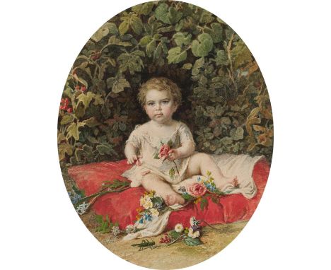   EDUARD CHARLEMONT  1848 Wien - 1906 ebenda    KINDERBILDNIS (KRONPRINZ RUDOLF NACH ÄLTEREN VORLAGEN?)     Aquarell über Ble