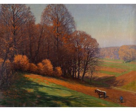   FRANZ HECKER  1870 Bersenbrück - 1944 Osnabrück    Herbstlandschaft     Öl auf Leinwand. 63 x 82,5 cm (R. 73 x 92,5 cm). Si