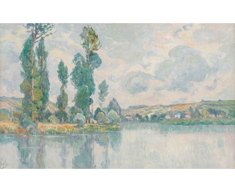   HENRI HELIS  1871 Romorantin - 1945 Paris    Sommerlandschaft     Öl auf Leinwand. 42 x 65 cm (R. 61 x 85 cm). Signiert unt