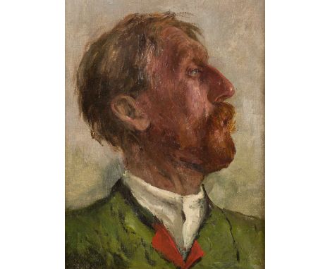   ARTHUR KAMPF (ATTR.)  1864 Aachen - 1950 Kastrop-Rauxel    Herrenbildnis im Profil     Öl auf Leinwand. 43 x 33 cm (R. 50 x
