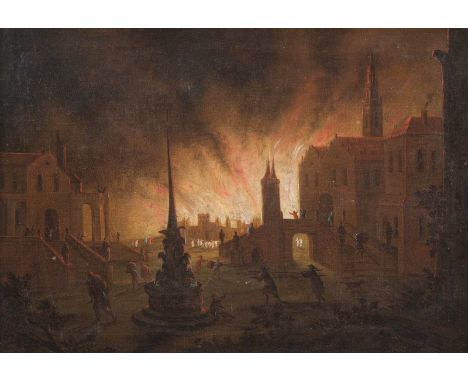   DANIEL VAN HEIL (ATTR.)  1604 Brüssel - 1664 Ebenda    AENEAS TRÄGT SEINEN VATER AUS DEM BRENNENDEN TROYA     Öl auf Leinwa