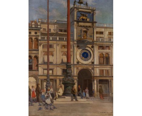   E. DE KUNERT  Tätig um 1900    Torre dell'orologio di San Marco     Öl auf Leinwand. 75 x 57 cm (R. 93 x 75 cm). Signiert, 