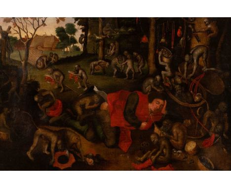   PIETER BRUEGEL (D.Ä.) (SCHULE)  Um 1525/30 (vermutlich) Breda - 9. September 1569 Brüssel    DER SCHLAFENDE BETTLER WIRD VO