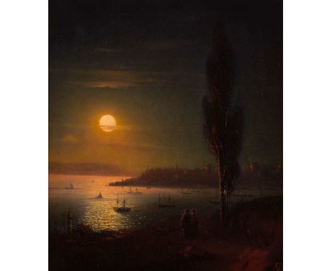   IWAN KONSTANTINOWITSCH AIWASOWSKI (NACH)  1817 Feodossija - 1900 ebenda    Ansicht von Constantinopel     Öl auf Leinwand. 