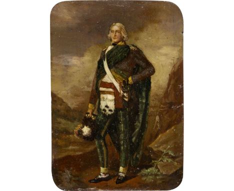   BRITISCH  um 1850    Portrait eines Adligen in Highland Dress     Öl auf Kupferplatte. 14,5 x 10 cm. Min. verschmutzt, min.