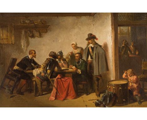  HERMAN FREDERIK CAREL TEN KATE  1822 Den Haag - 1891 ebenda    Soldaten im Wirtshaus     Öl auf Leinwand (doubl.). 32 x 47 