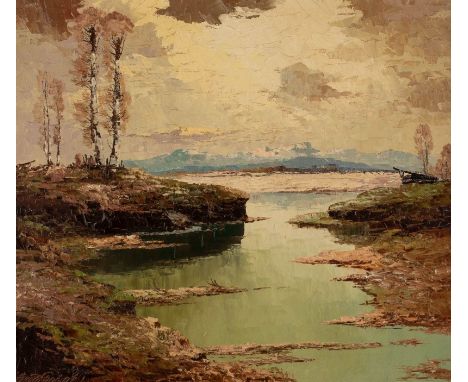   GEORG ARNOLD-GRABONÉ  1896 München  - 1982 Percha-Buchhof    Im Murnauer Moos     Öl auf Leinwand. 70 x 80 cm (R. 94 x 103 