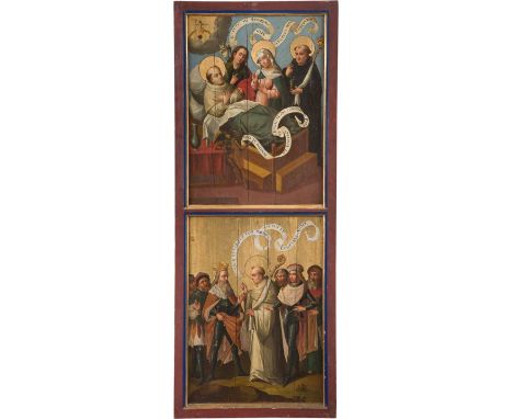   SÜDDEUTSCHE SCHULE  Meister, tätig um 1500.    DIE WUNDERSAME HEILUNG BERNHARDS VON CLAIRVAUX DURCH MARIA/BERNHARD WARNT RO