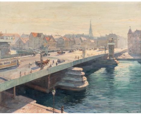   ROBERT PANITZSCH  1879 - 1949    Die neue Knippelsbro-Brücke in Kopenhagen     Öl auf Leinwand. 75 x 96 cm (R. 86 x 106 cm)