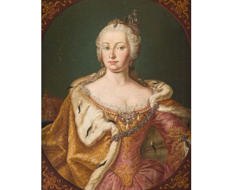   MARTIN VAN MEYTENS (ODER WERKSTATT)  1695 Stockholm - 1770 Wien    REPRÄSENTATIONSBILDNIS DER KÖNIGIN UND ERZHERZOGIN MARIA