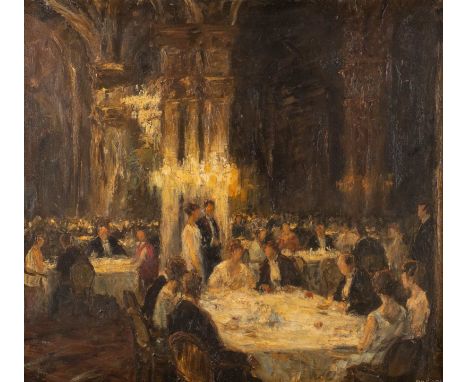   OTTO PIPPEL  1878 Lodz - 1960 München    Abendgesellschaft     Öl auf Leinwand. 96 x 107 cm (R. 116 x 127 cm). Signiert unt